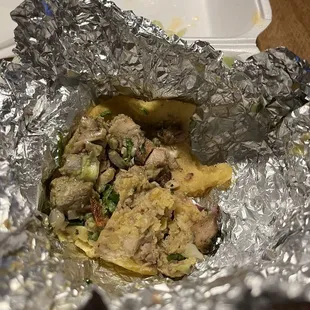 What's left of the chicken taco.