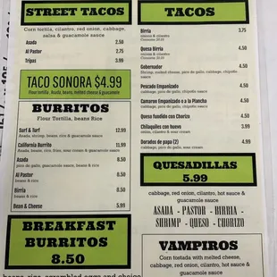 Current menu as of  8/20/2023