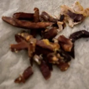 Burrito filled with all burnt ingredients