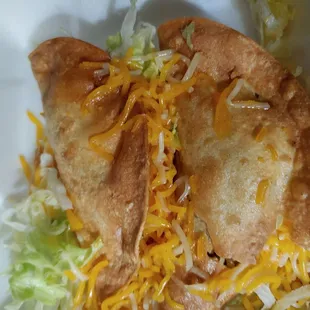 Shredded beef fried tacos