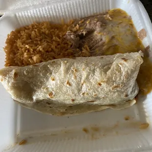 Bed burrito with rice and beans