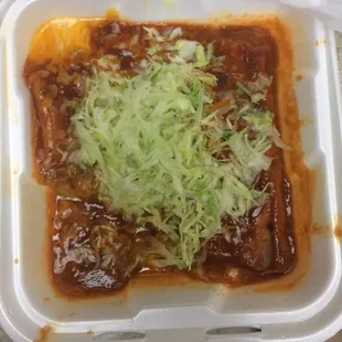 Cheese enchiladas with flour tortillas