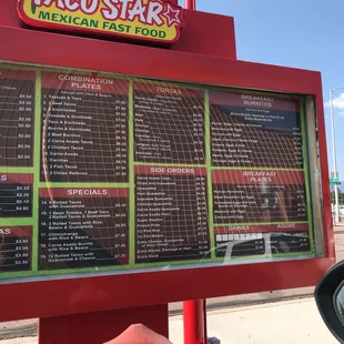 the menu of a mexican fast food restaurant