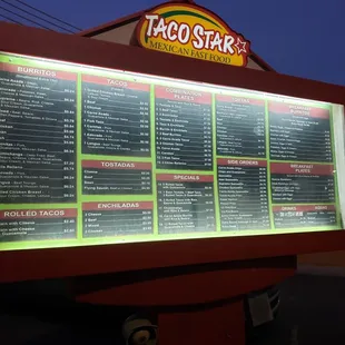 Full menu as of 01/21/2020