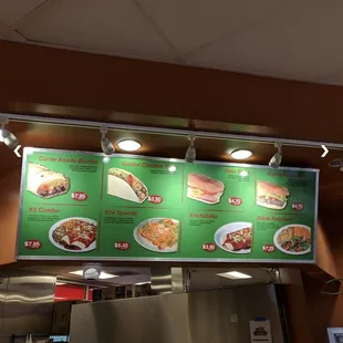 the menu of the restaurant