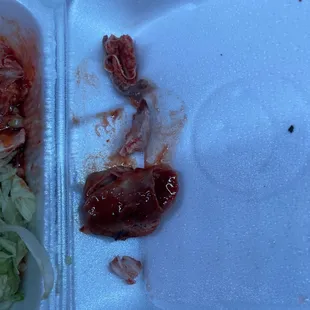 Bones in the chicken enchilada like wtf bro ?