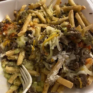 The cold and stale carne asada fries.
