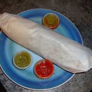 Burrito with the green sauce and red sauce ~ April 7th 2011