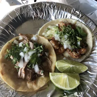 Shrimp and chicken tacos