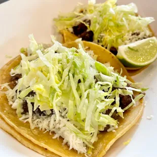 Carne Asada Tacos with Lettuce &amp;  Queso Oaxaca