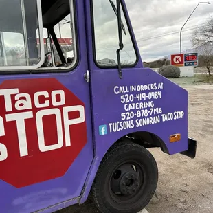 Outside of the food truck.