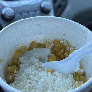 Med Elote. You can see it's only 2/3rd full. You can see the top has not been disturbed as you see the cheese is always in the top