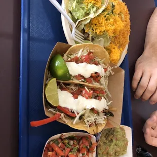 Steak 2. Two Tacos Combo Plate, Mahi mahi taco, shrimp taco