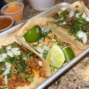 Chorizo, chicken &amp; steak taco