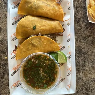 Quesabirria with consomme