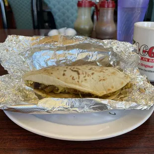 Chicharron and Egg Taco &amp; coffee