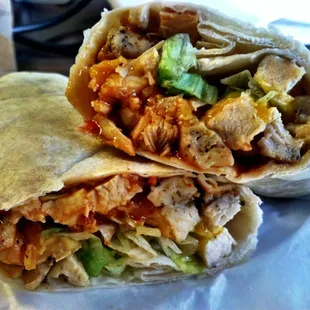 a chicken and lettuce wrap