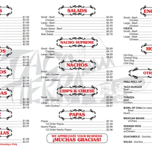 menu
