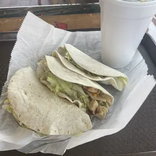 a taco and a drink
