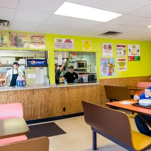 a woman sitting at a table