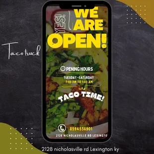 we are open sign on a phone