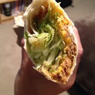 Lettuce taco with some beef. Not exactly a beef taco