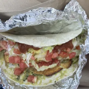 Chicken taco with double shell guac