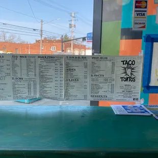 a table with a menu on it