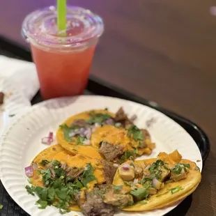 Our tacos and the drink in the background.