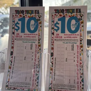 Club slips or you can go online they have a QR code