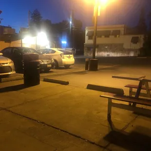 empty parking lot at night