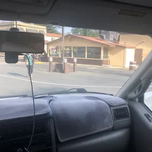 Back parking lot looking to street.