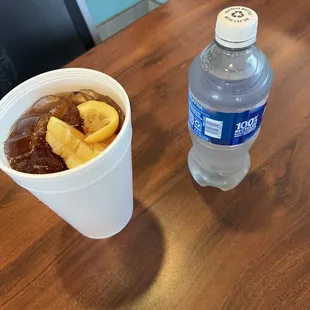 Large Ice Tea and Water