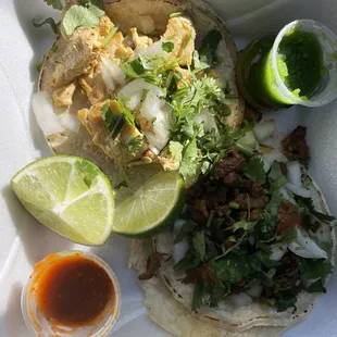 Spicy pork taco, chicken taco