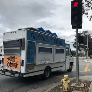 a taco truck on the corner