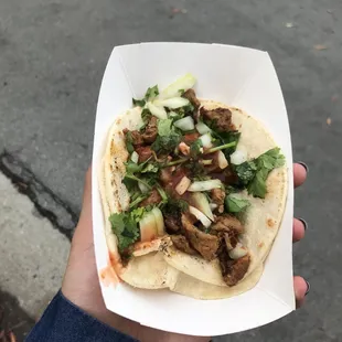 a hand holding a taco