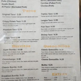 menu