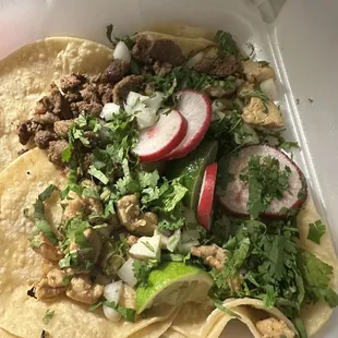 Chicks and asada tacos on taco Tuesday at taco Tuesday they were good salsa was good staff was friendly.