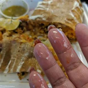 From handling a chimichanga, so greasy!! 6/02/21