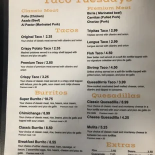 menu