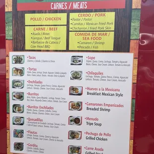 a menu on the side of a truck