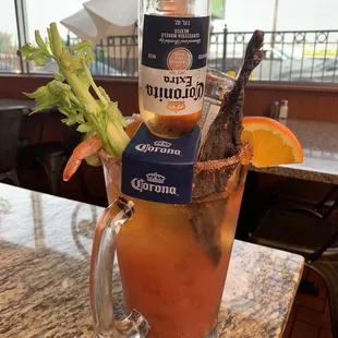 a bloody drink in a glass