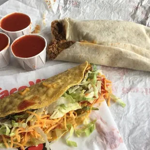 Combo burrito and a taco.  It doesn't look like much, but it's better than Taco Bell.
