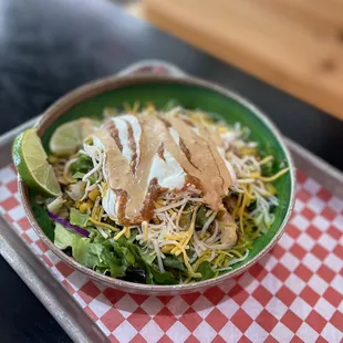 Salad with chicken.