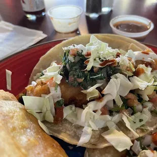 a plate of mexican food