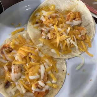 Shrimp tacos(ordered plain with cheese)