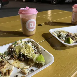 two plates of food on a table