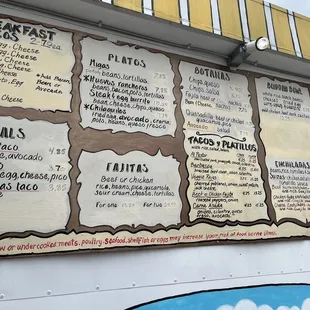 a menu on the side of a food truck