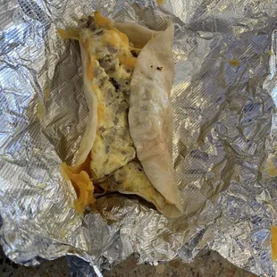 Egg, Sausage and Cheese Taco