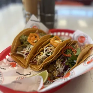 Three Tacos - 2 fish and a chicken tinga